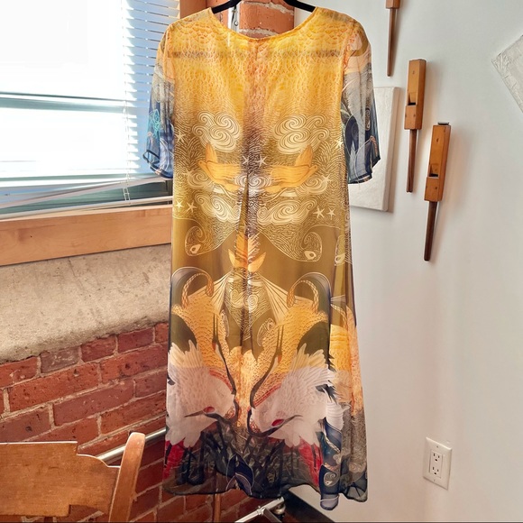 Silk print dress high-low, sheer & lined  $40 - Picture 4 of 15